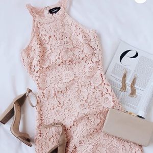 Blush pink lace dress